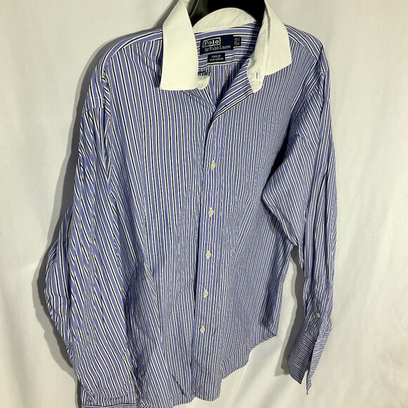 Philip Style Striped Dress Shirt 16-36 French Cuffs Polo by Ralph Lauren - Picture 1 of 12